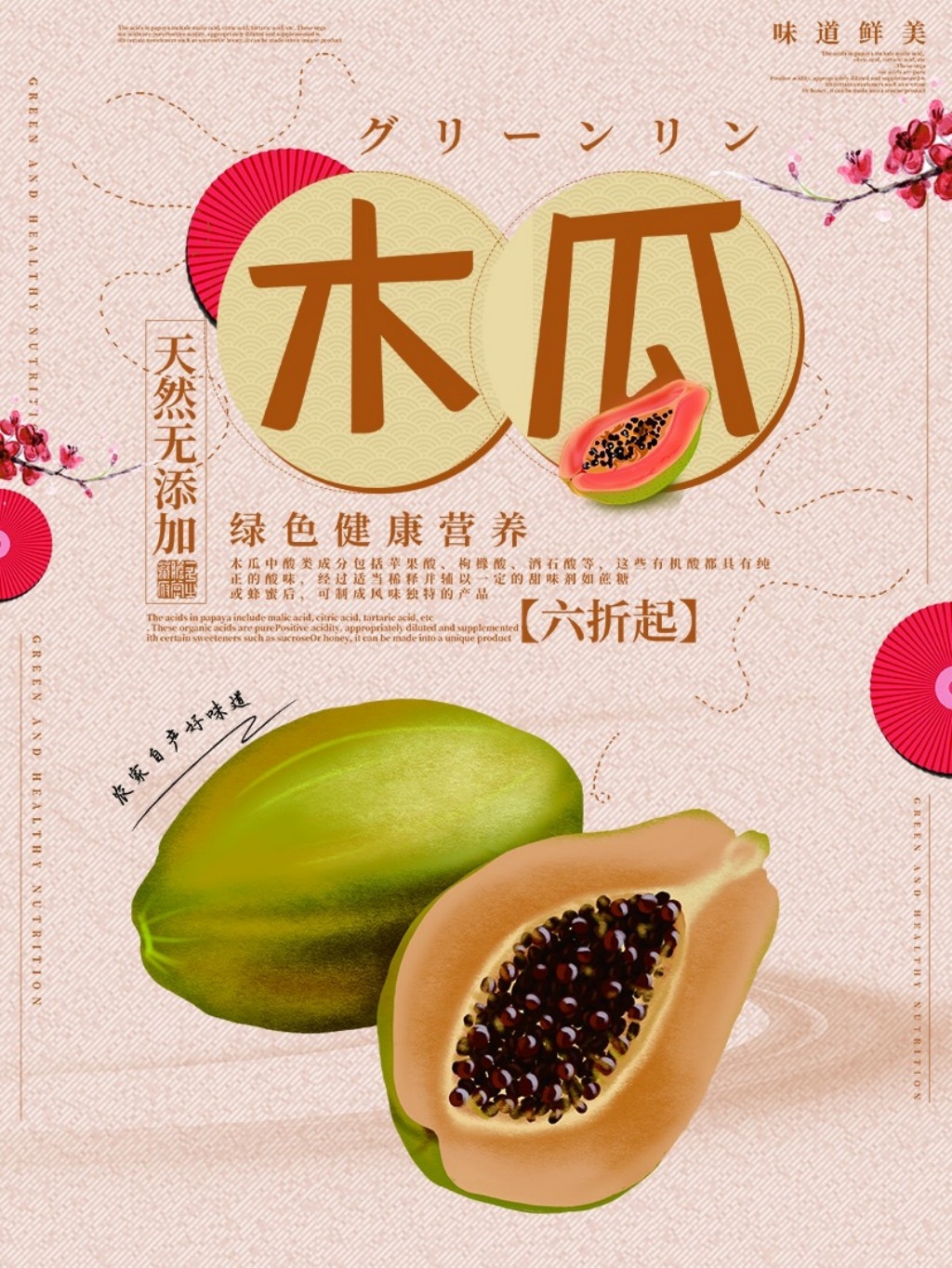 水果木瓜海报展板