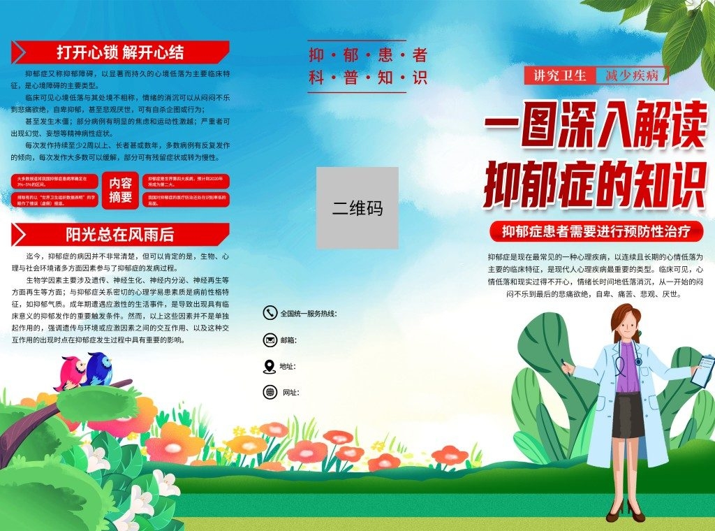 11抑郁症科普知识宣传三折页