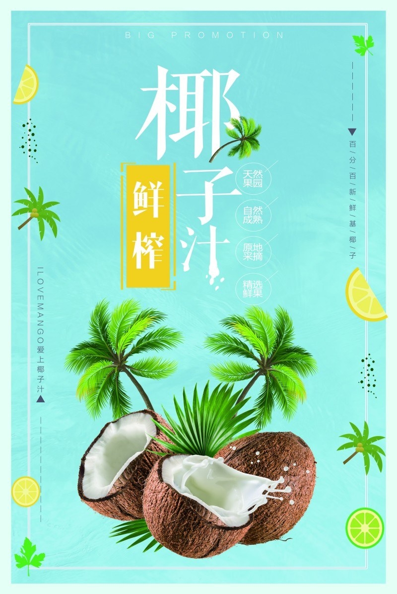 餐饮美食椰子汁海报素材