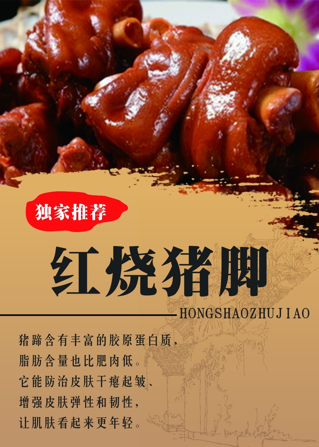 餐饮美食红烧猪蹄介绍简介宣传促销海报