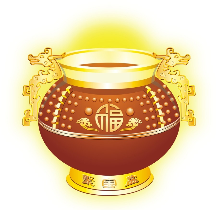 手绘聚宝盆插画元素 (20)