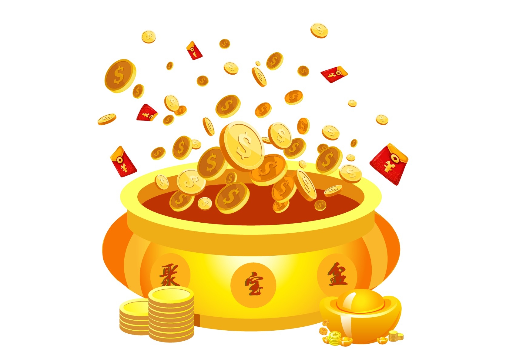 手绘聚宝盆插画元素 (9)