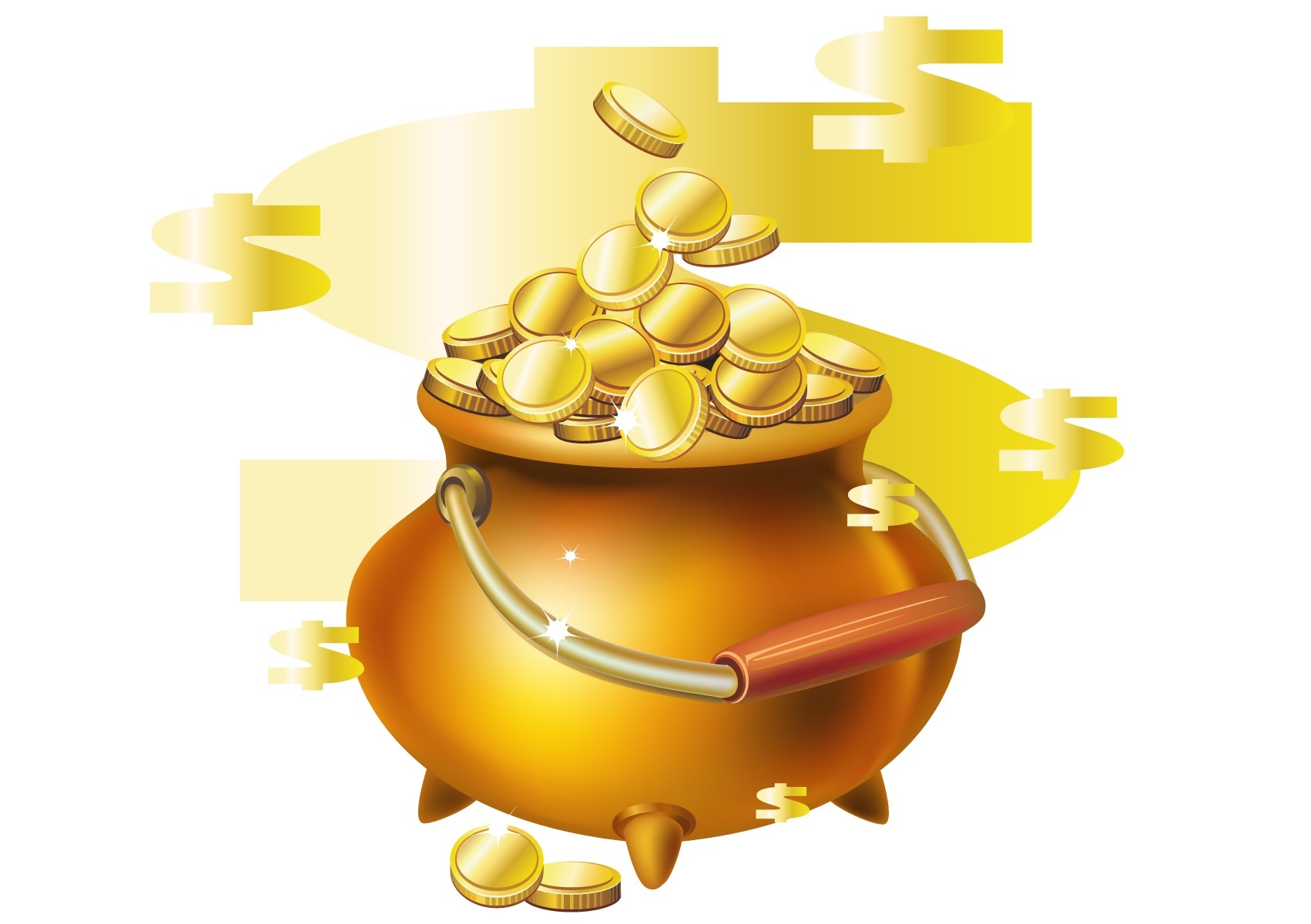 手绘聚宝盆插画元素