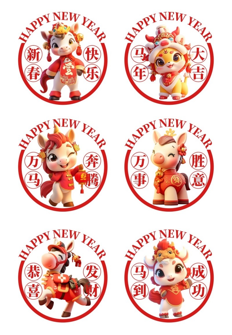 2026年马年春季新春玻璃贴门贴窗花