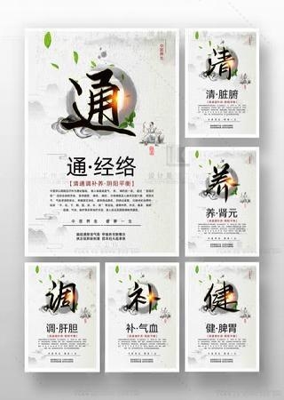 中医季养生通经络清脏腑调肝胆补气血健脾胃养肾元挂画海报