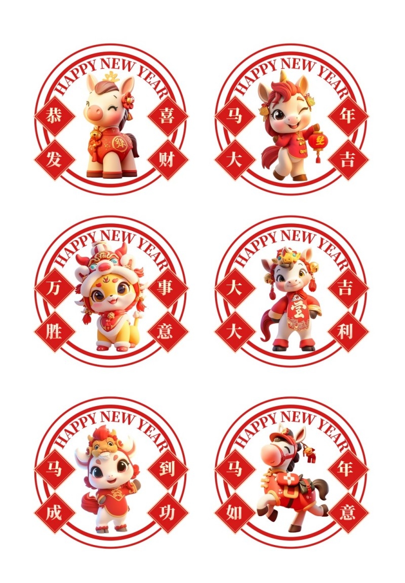 2026年马年春季新春玻璃贴门贴窗花