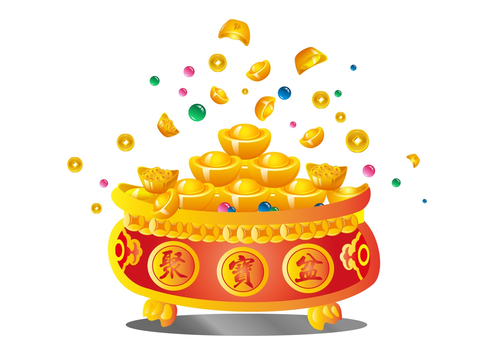 手绘聚宝盆插画元素 (10)