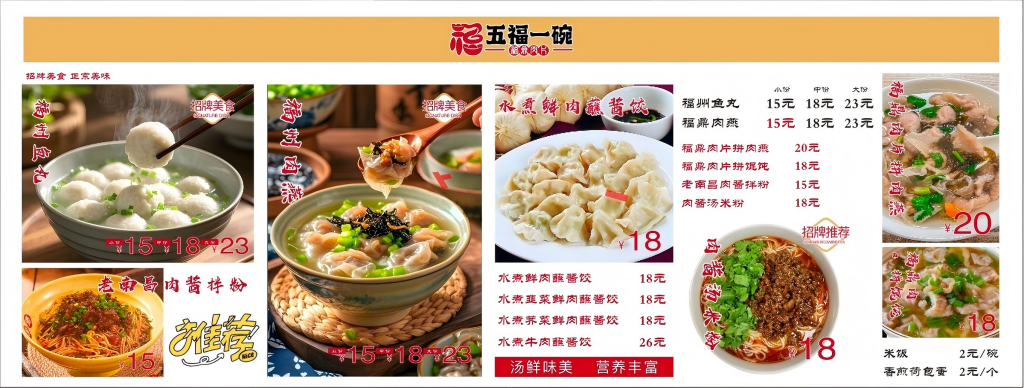 福州鱼丸价格表价目表灯箱海报