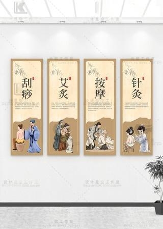 中医养生挂画文化墙刮痧艾灸按摩针灸