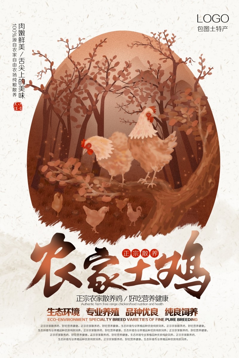 农家土鸡宣传海报