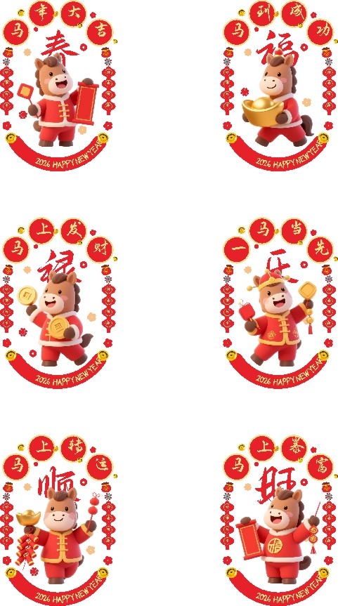 2026年马年大吉马到成功一马当先马上暴富玻璃贴窗户贴门贴