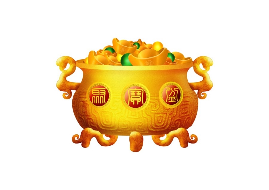 手绘聚宝盆插画元素 (25)