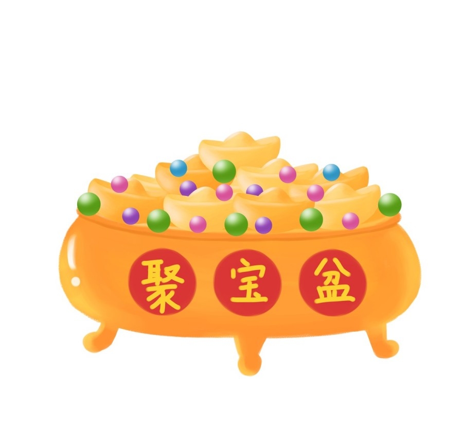 手绘聚宝盆插画元素 (2)