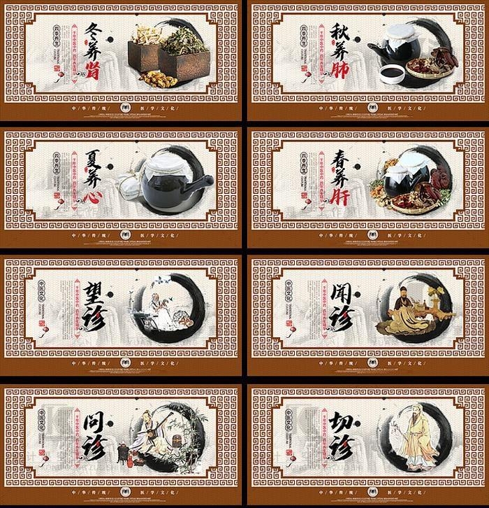 中医四季养生方法展板海报望闻问切