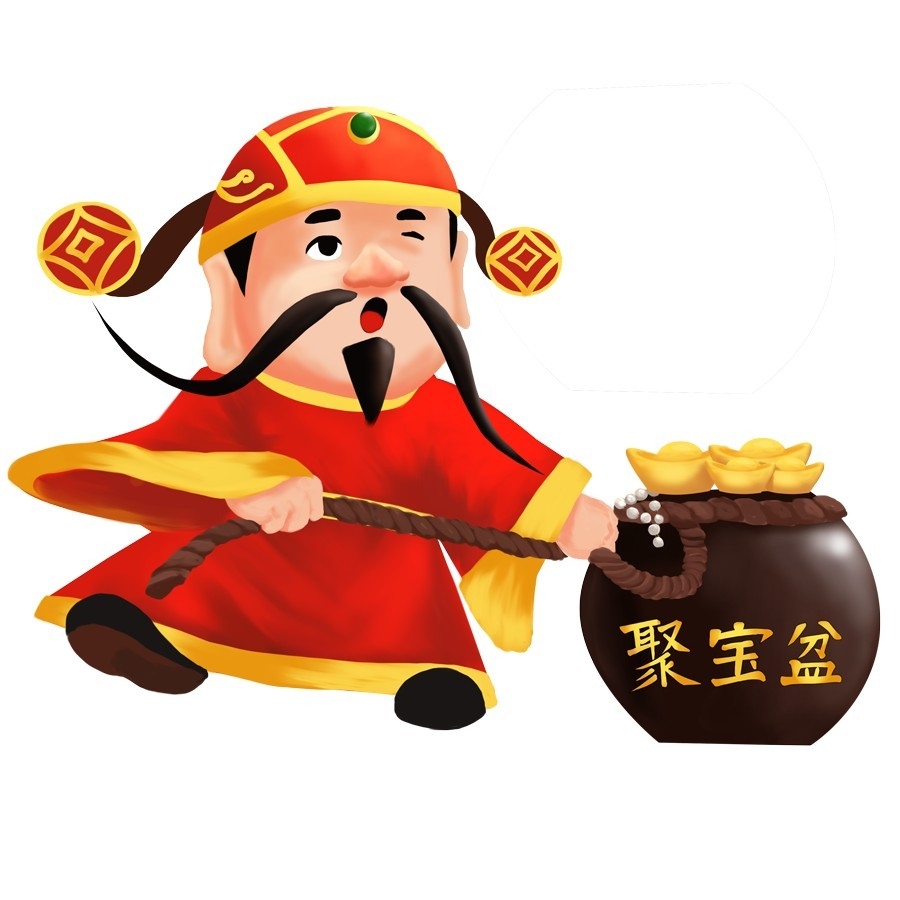 手绘聚宝盆插画元素