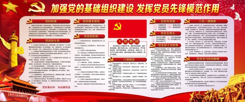 加强党的基层组织建设发挥党员先锋模范作用展板宣传栏