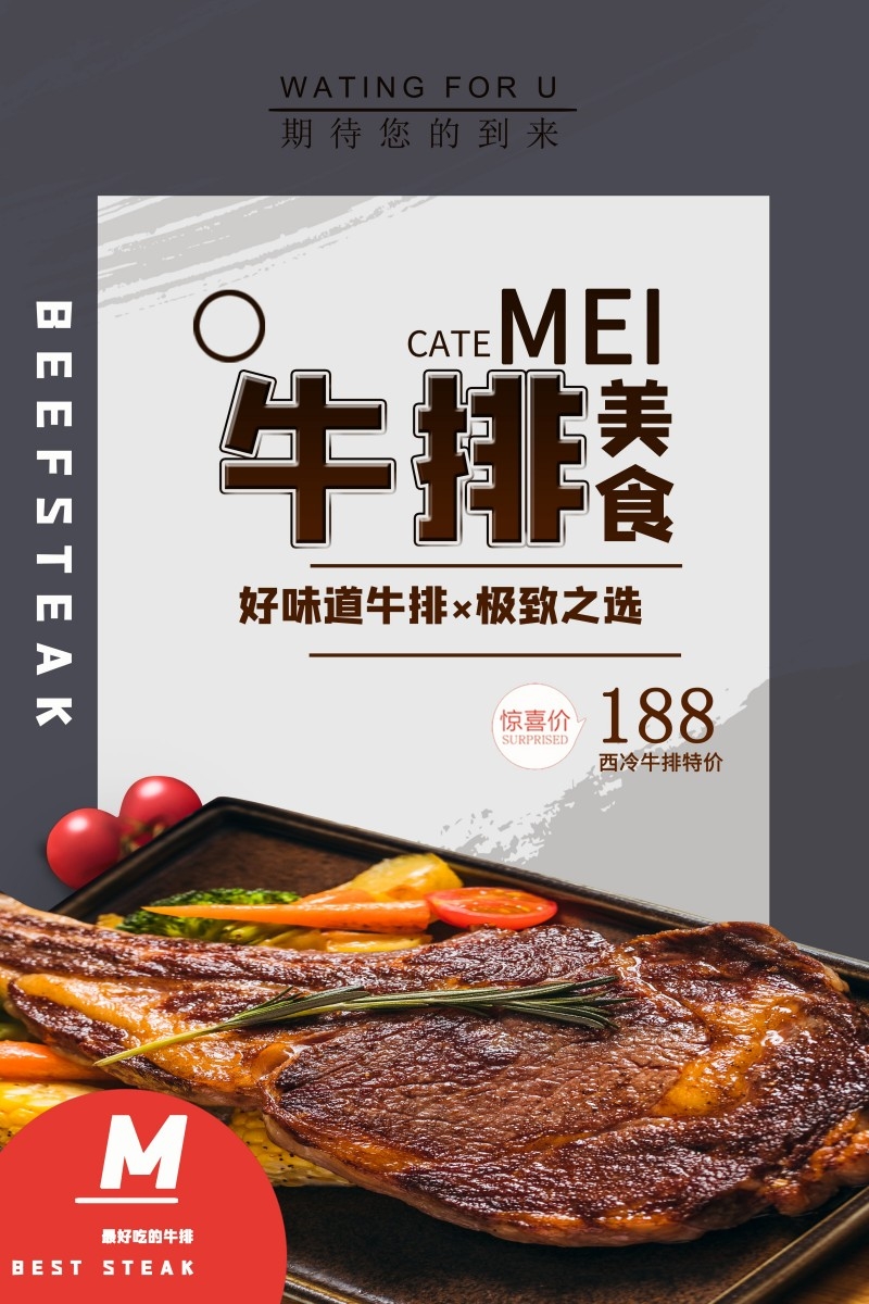 餐饮美食牛排海报