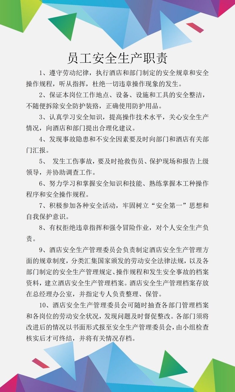 公司企业管理挂画员工安全生产职责制度牌