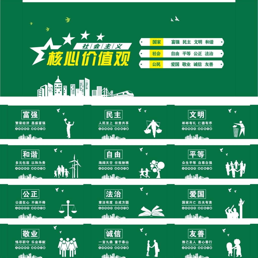 社会主义核心价值观绿植围挡