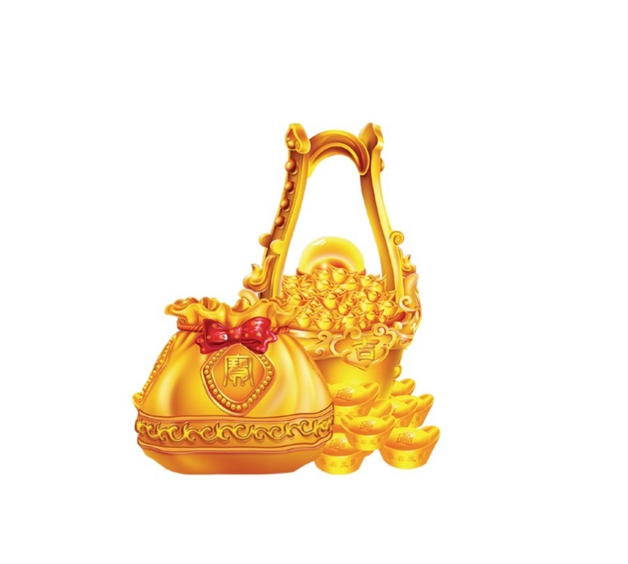 手绘聚宝盆插画元素