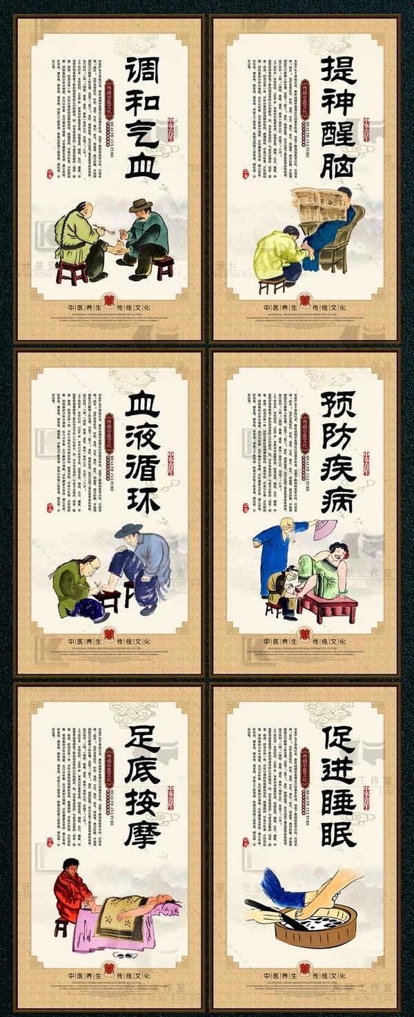 中医养生挂画文化墙调和气血提神醒脑血液循环足底按摩
