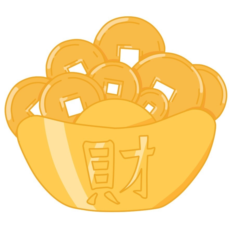 手绘聚宝盆插画元素