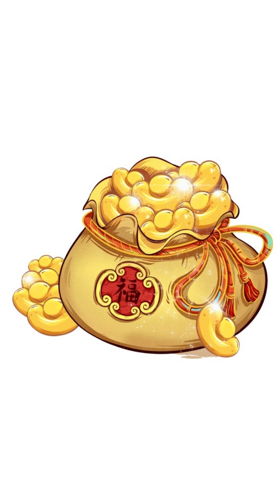 手绘聚宝盆插画元素