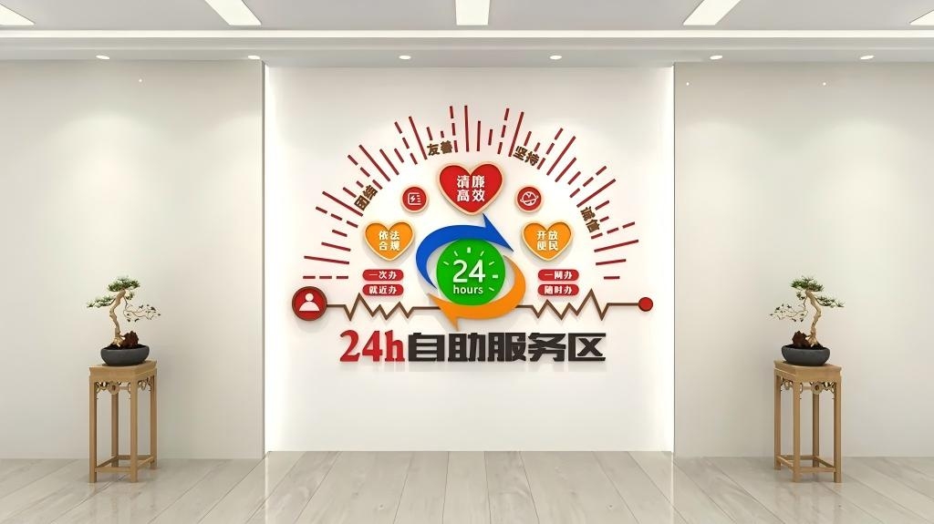时尚简约24h便民自助服务区文化墙设计模板