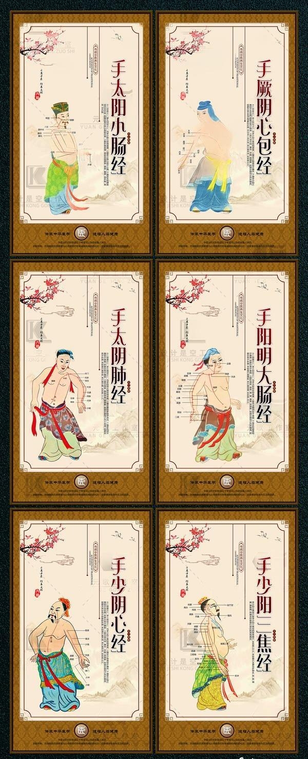 简约中医养生经络穴位挂画海报