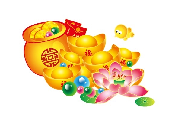 手绘聚宝盆插画元素 (3)