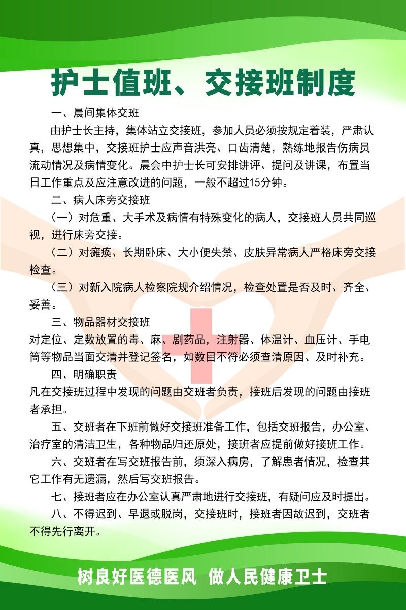 诊所医院护士交接班制度牌
