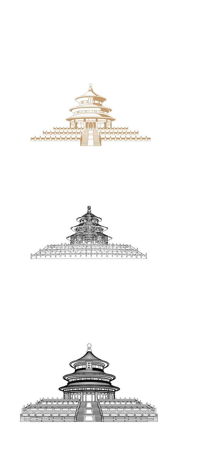 天坛剪影线稿免抠矢量素材