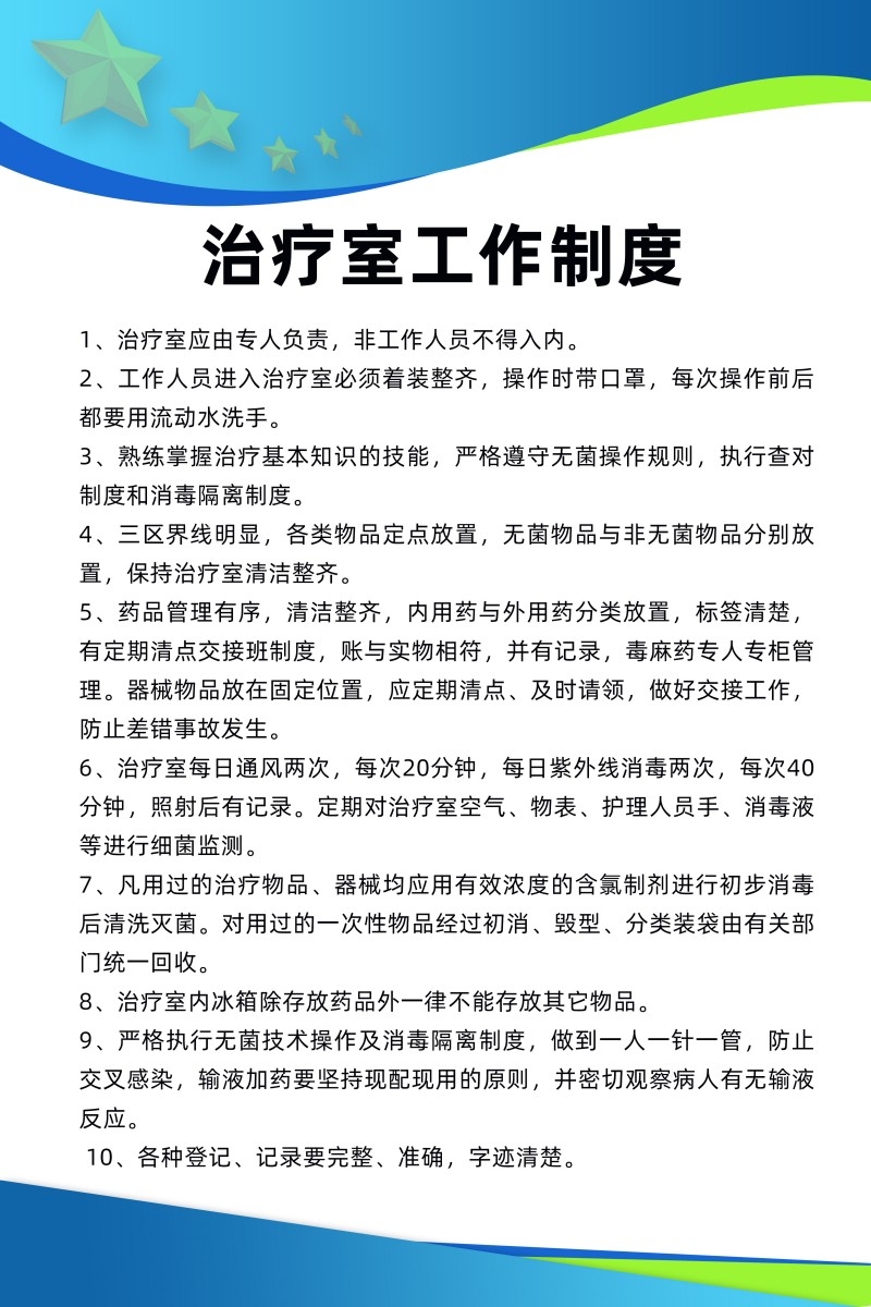 诊所医院治疗室工作制度牌 (2)