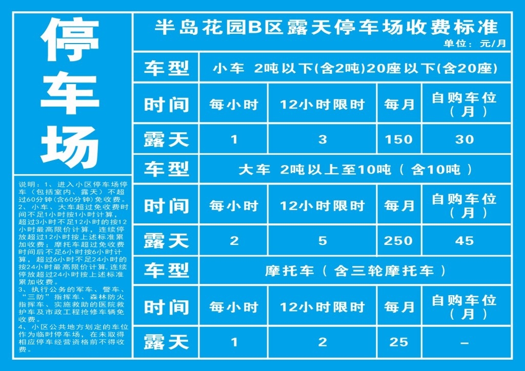 停车场收费标准公示牌 (14)
