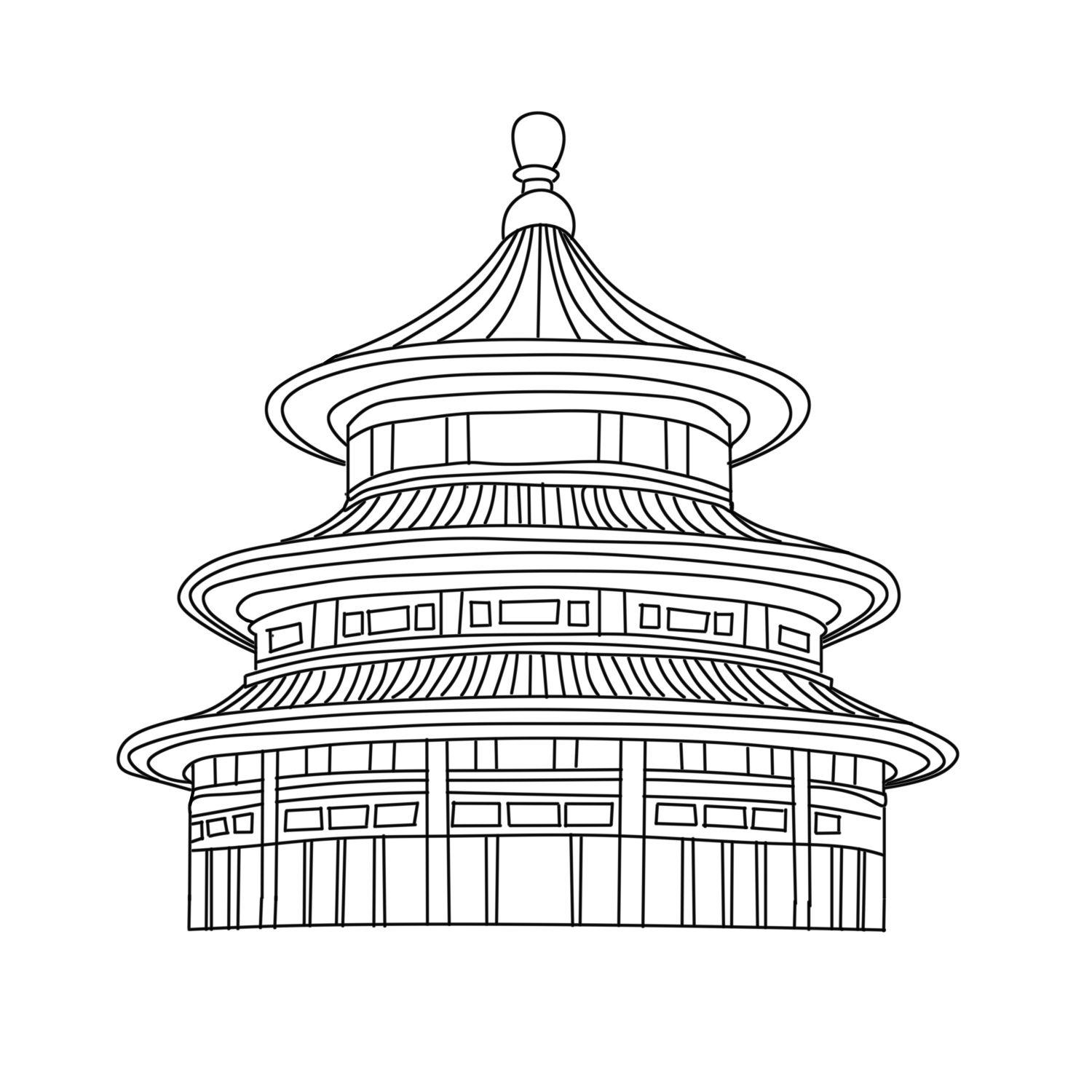 天坛剪影线稿免抠矢量素材