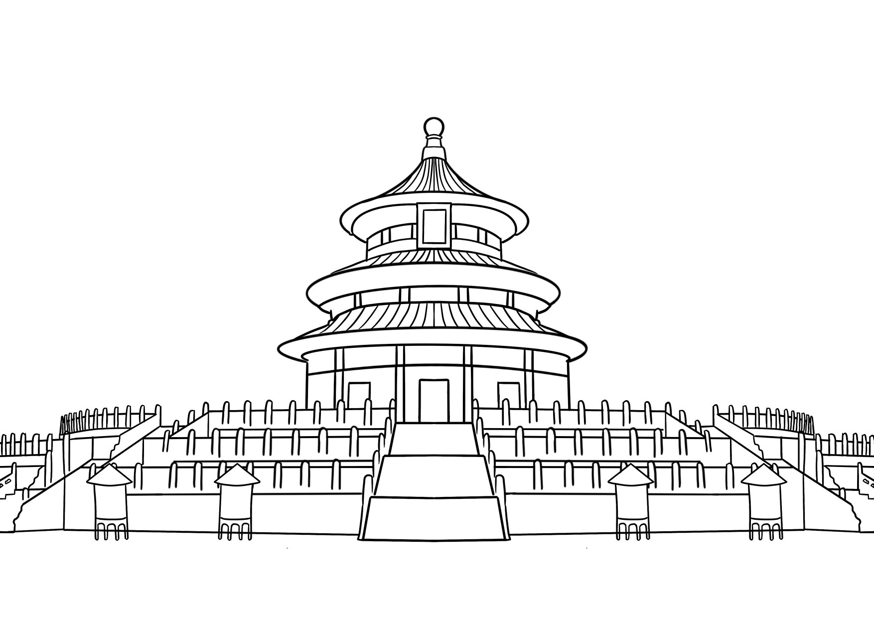 天坛剪影线稿免抠矢量素材