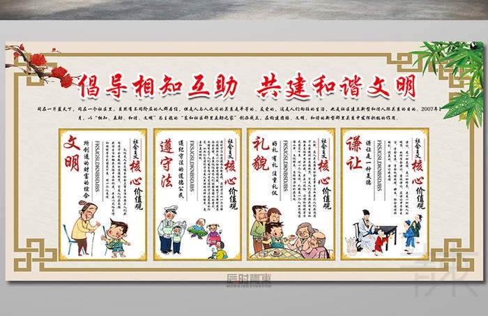 社区文明文化宣传展板