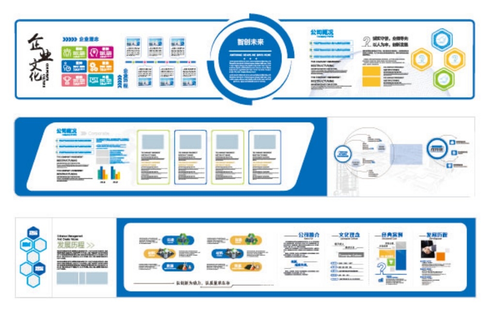 蓝色公司企业科技文化墙 (3)