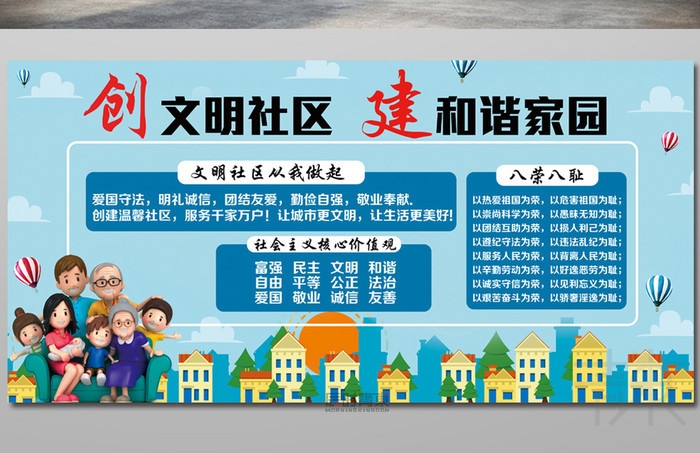 创建文明社区宣传栏展板