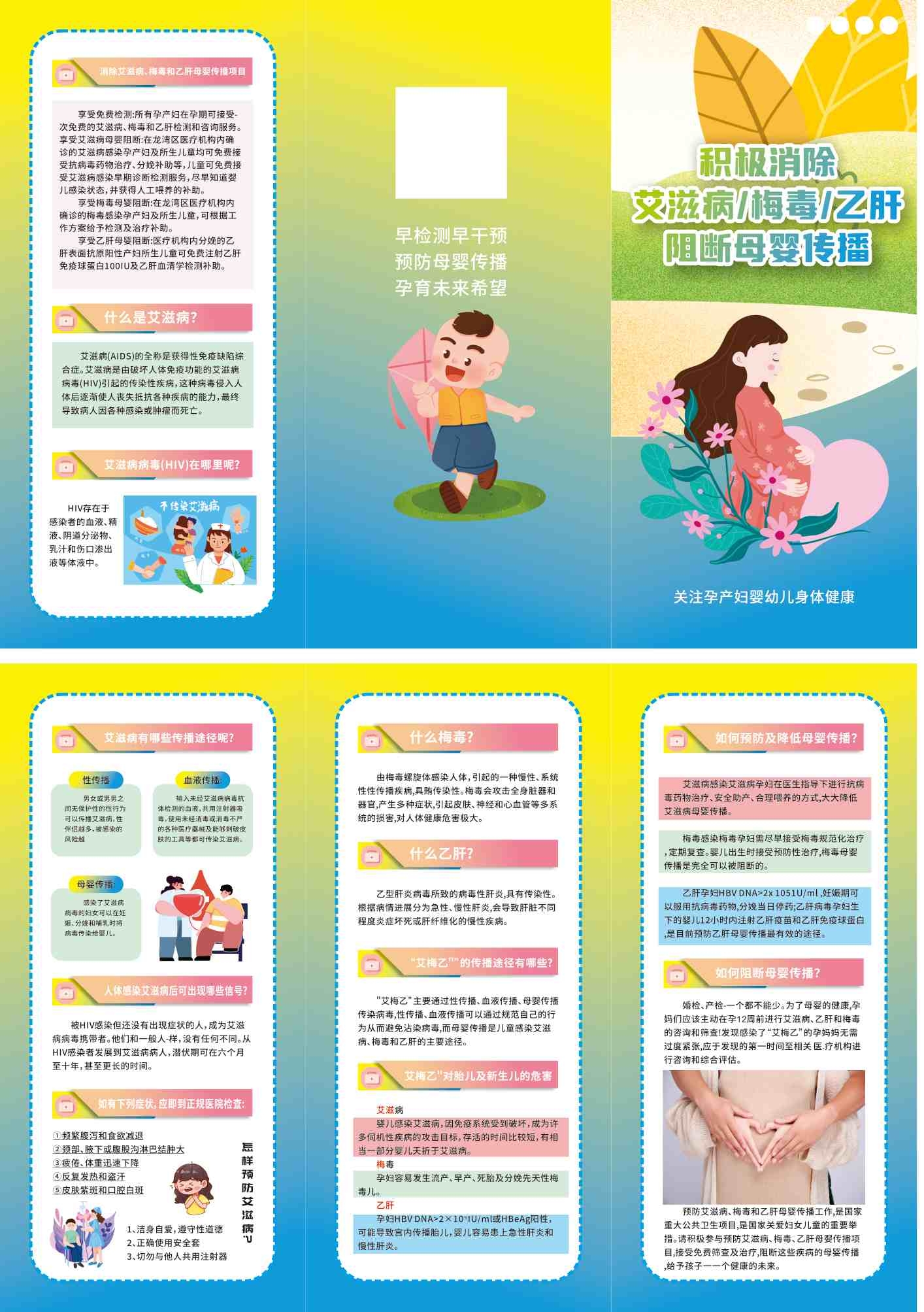 消除母婴疾病知识消除艾滋病梅毒乙肝宣传三折页 (5)