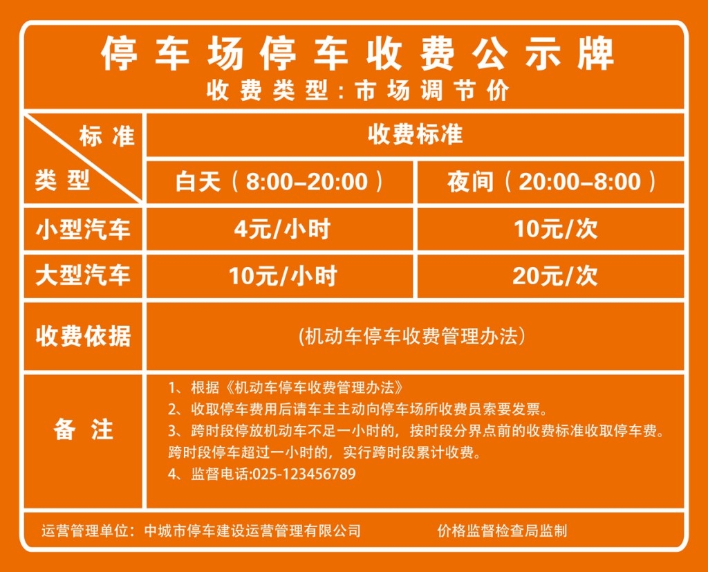停车场收费标准公示牌 (10)