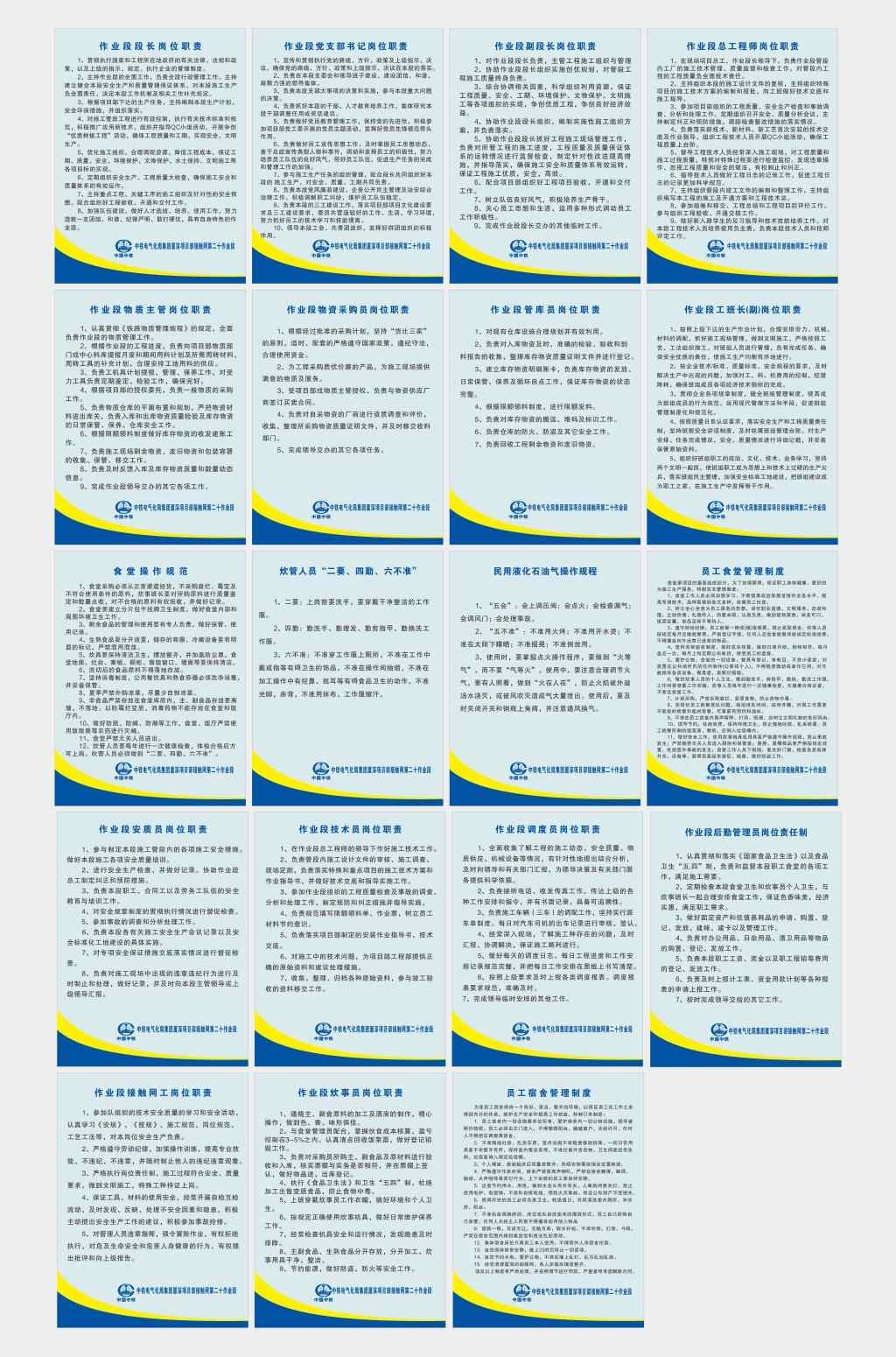 建筑工地中铁电气化局岗位职责制度牌