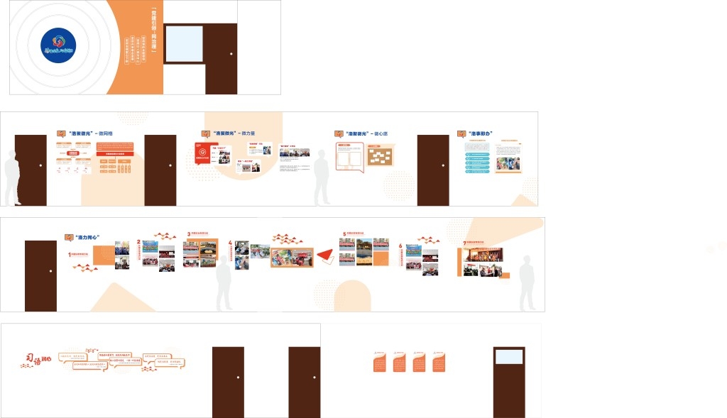 全套社区党建引领展厅文化墙微网格