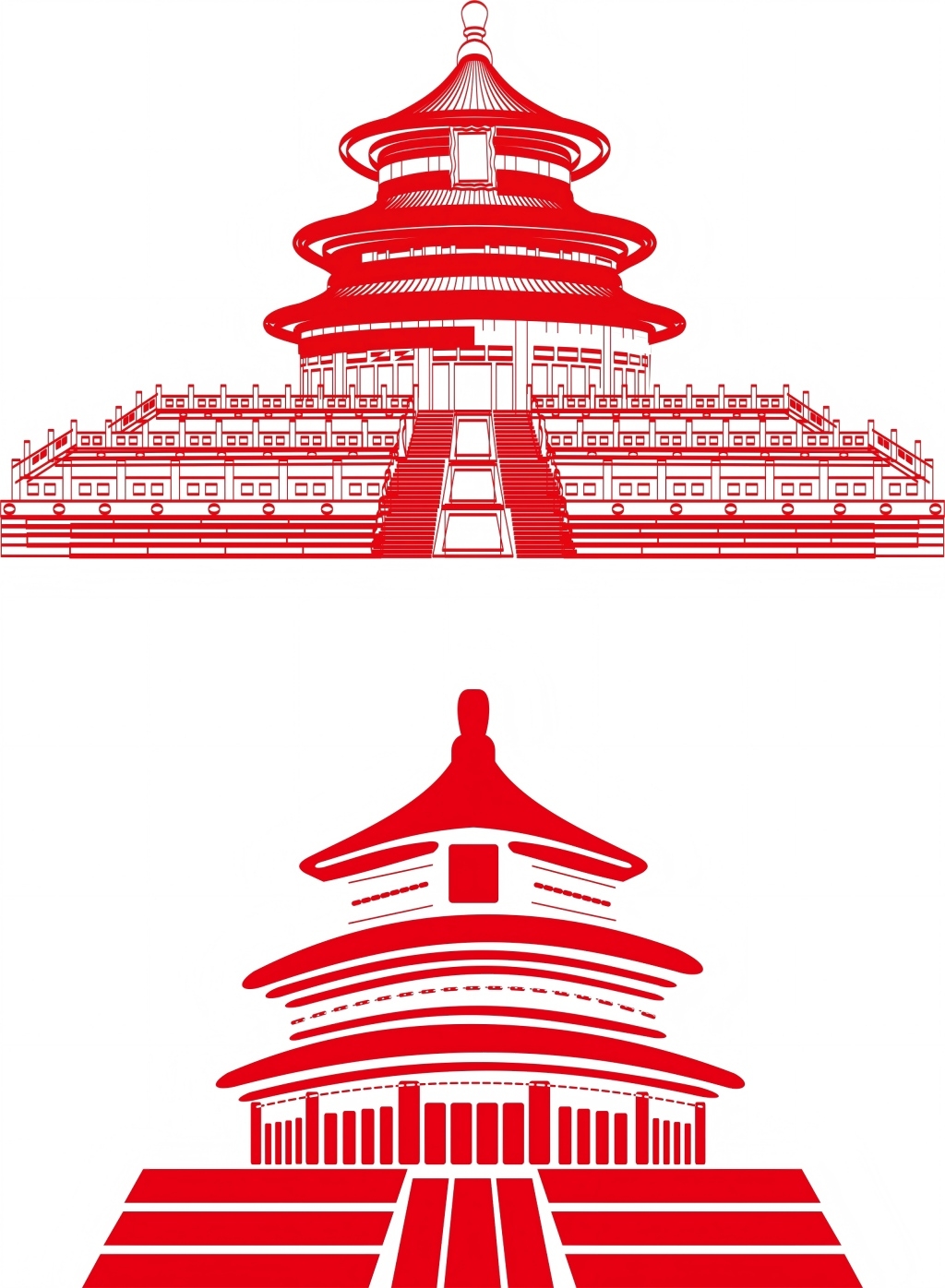 天坛剪影线稿免抠矢量素材