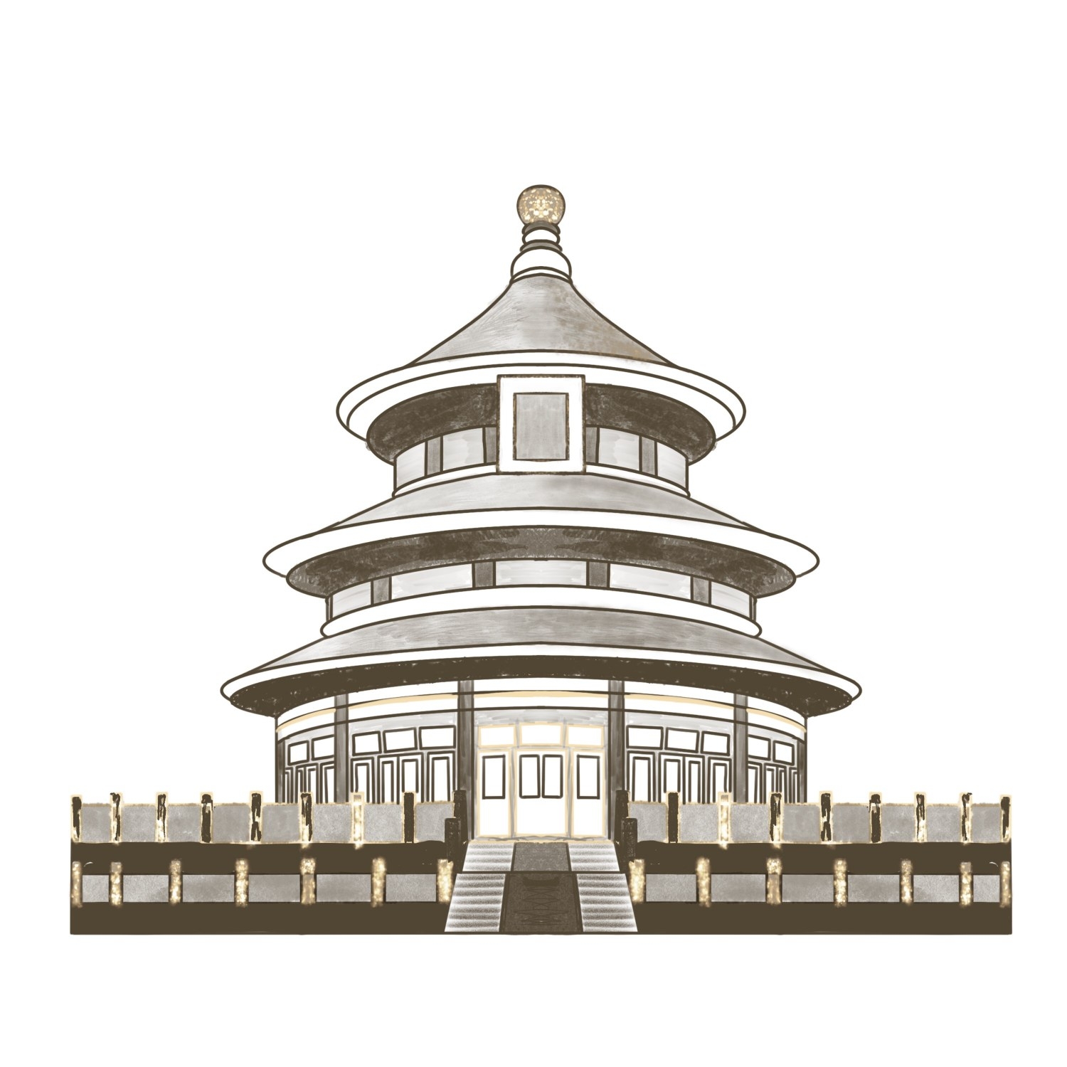 天坛剪影线稿免抠矢量素材 (26)