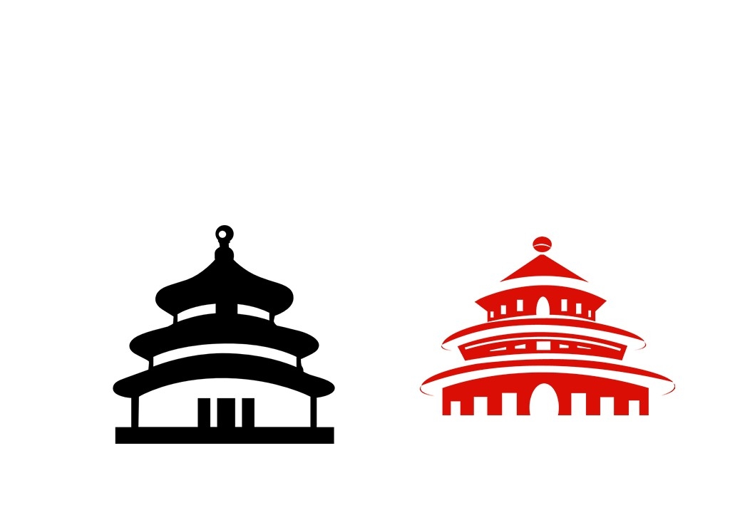 天坛剪影线稿免抠矢量素材