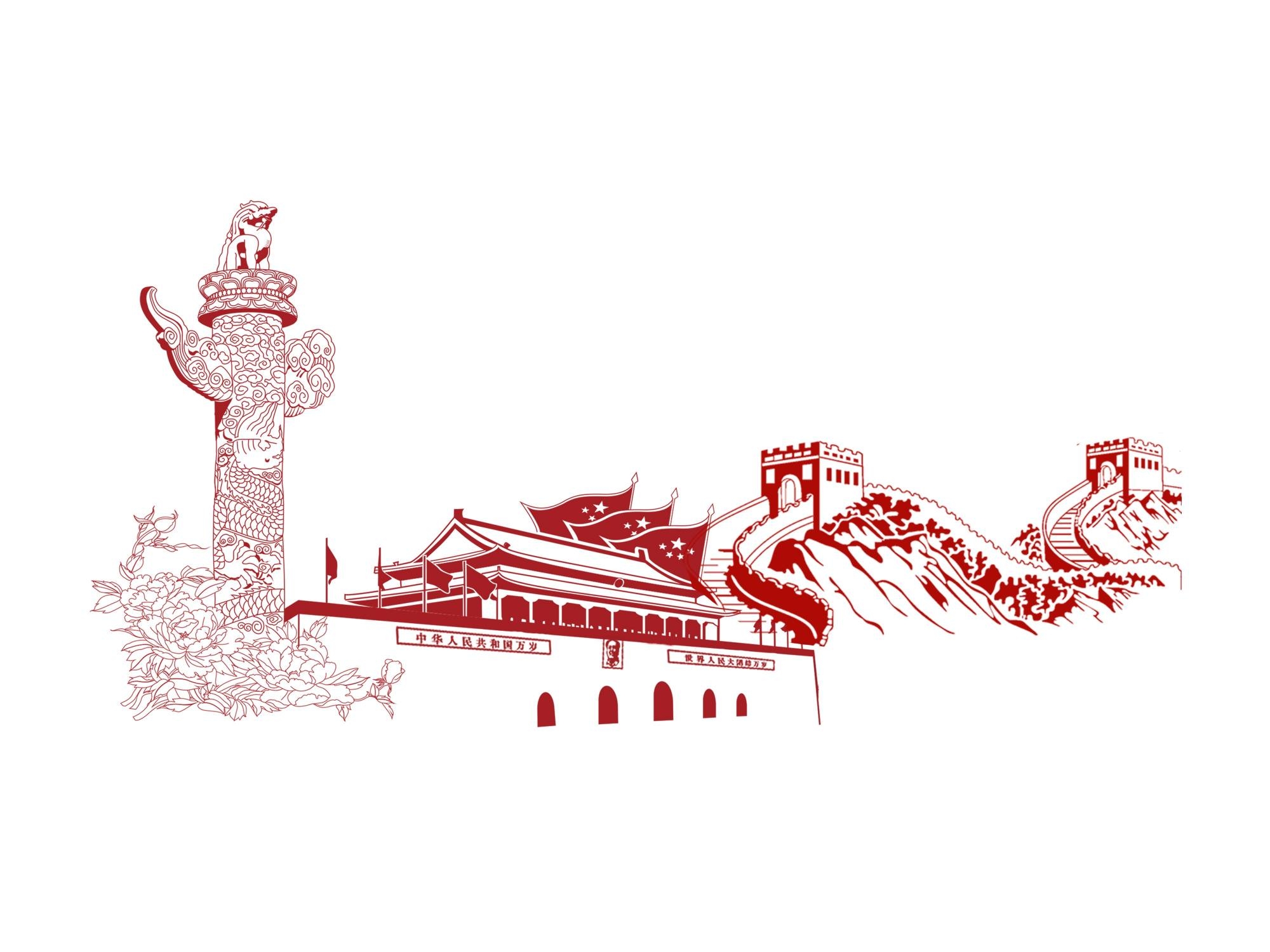 天坛剪影线稿免抠矢量素材