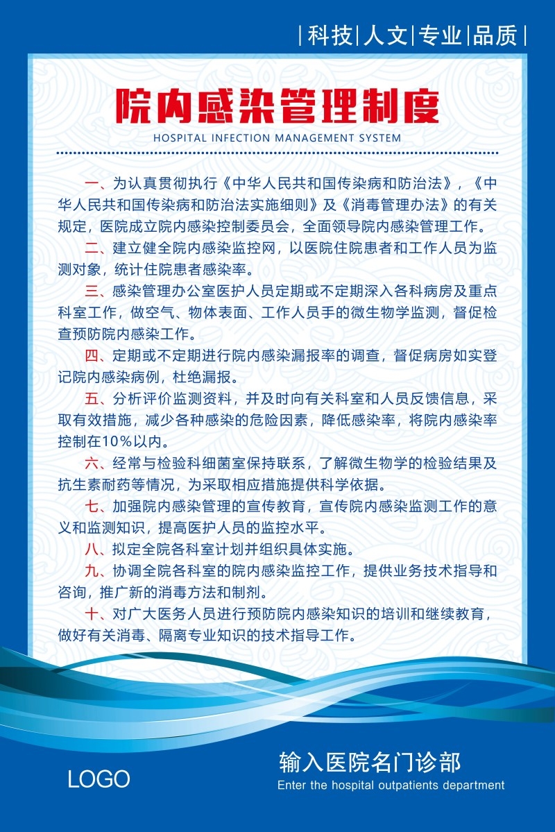 诊所医院院内感染管理制度牌