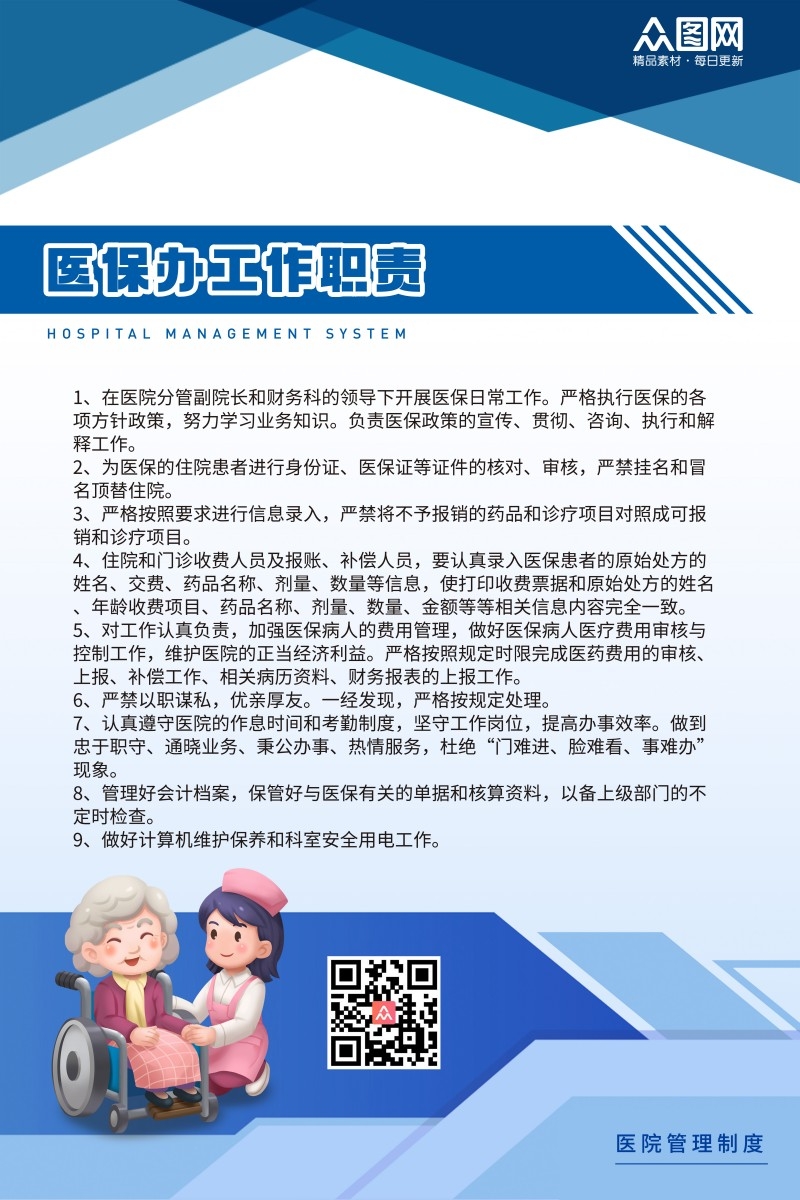诊所医院医保办工作职责制度牌