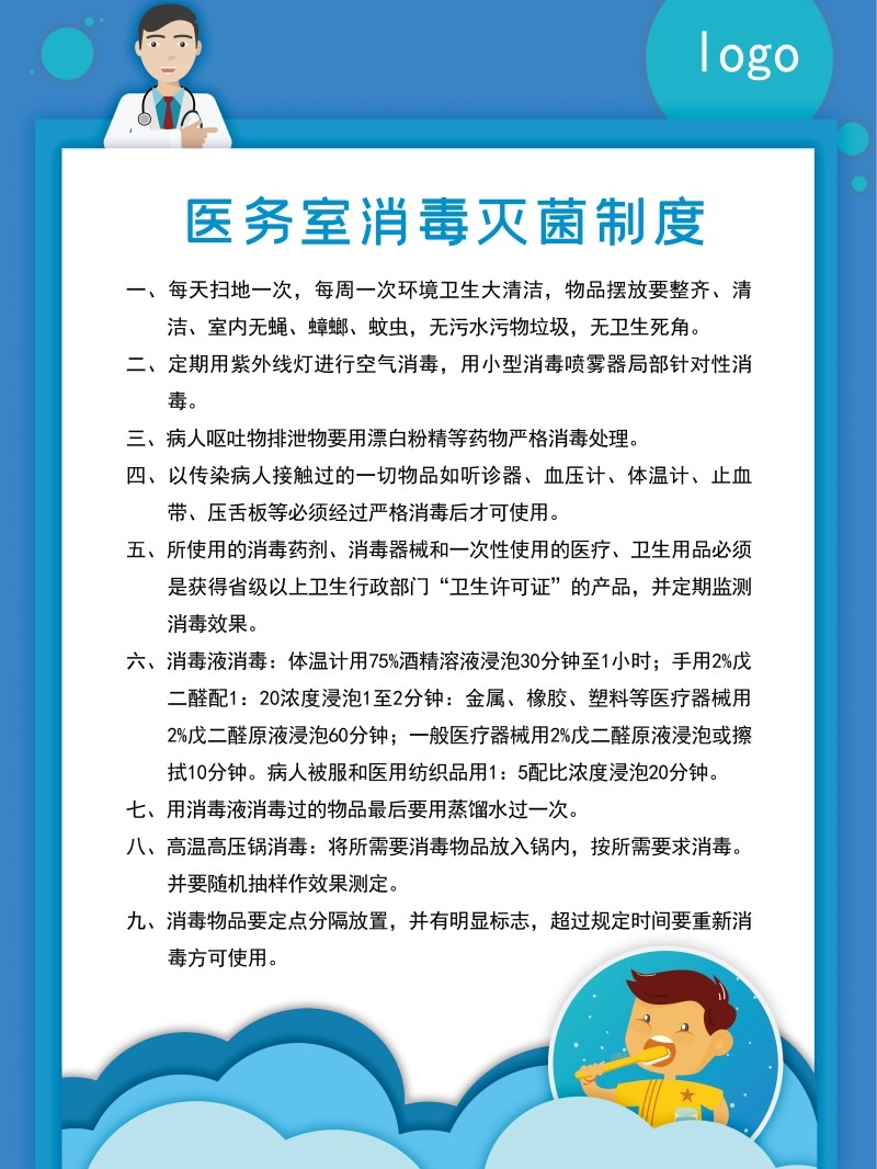 牙科医务室消毒灭菌制度牌